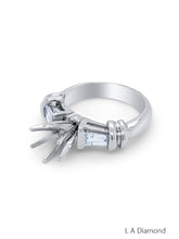 24K White Gold Baguette Cut Diamond Semi-Mount Ring (0.36 ct)
